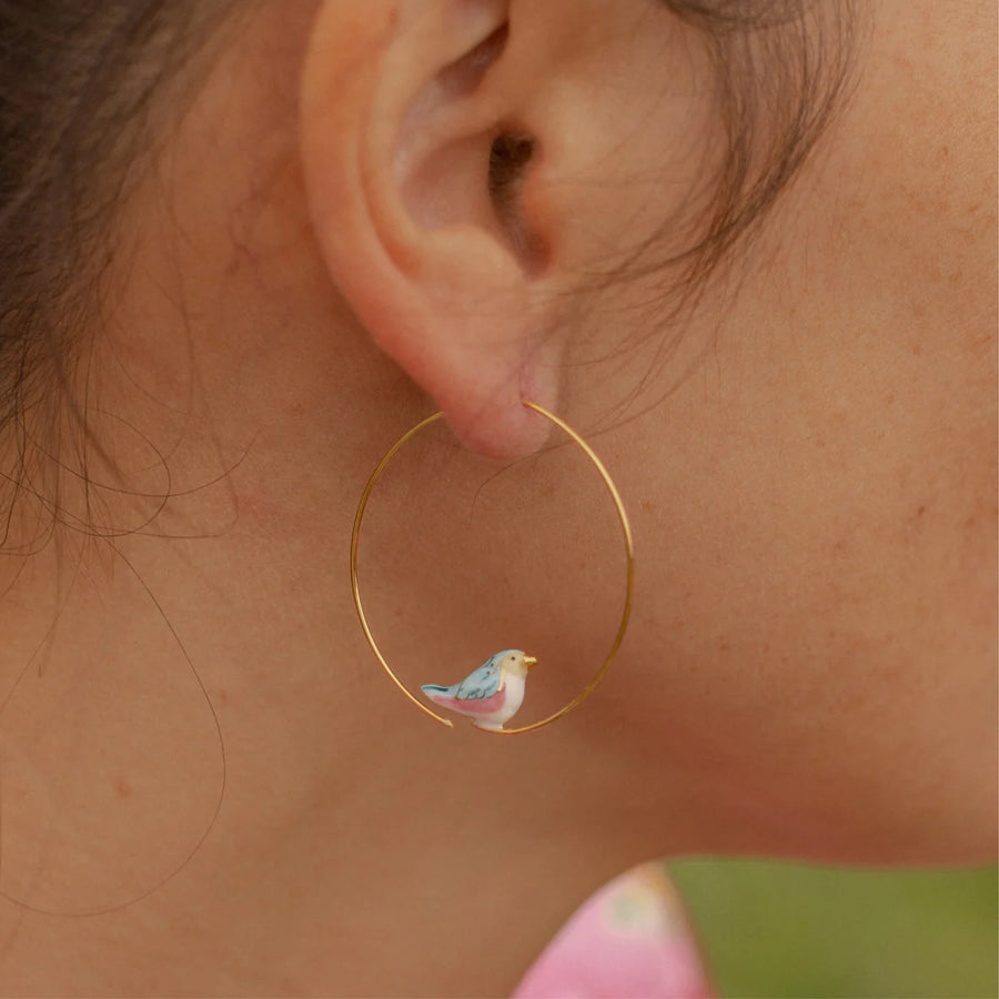 blue bird small hoops - Nach Bijoux