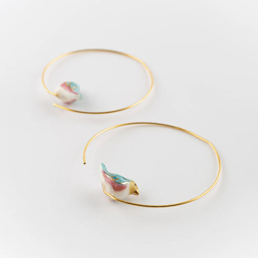 blue bird small hoops - Nach Bijoux