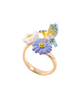 Blue Warbler Bird & Flowers - Nach Bijoux