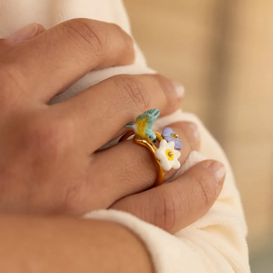 Blue Warbler Bird & Flowers - Nach Bijoux