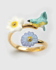 Blue Warbler Bird & Flowers - Nach Bijoux