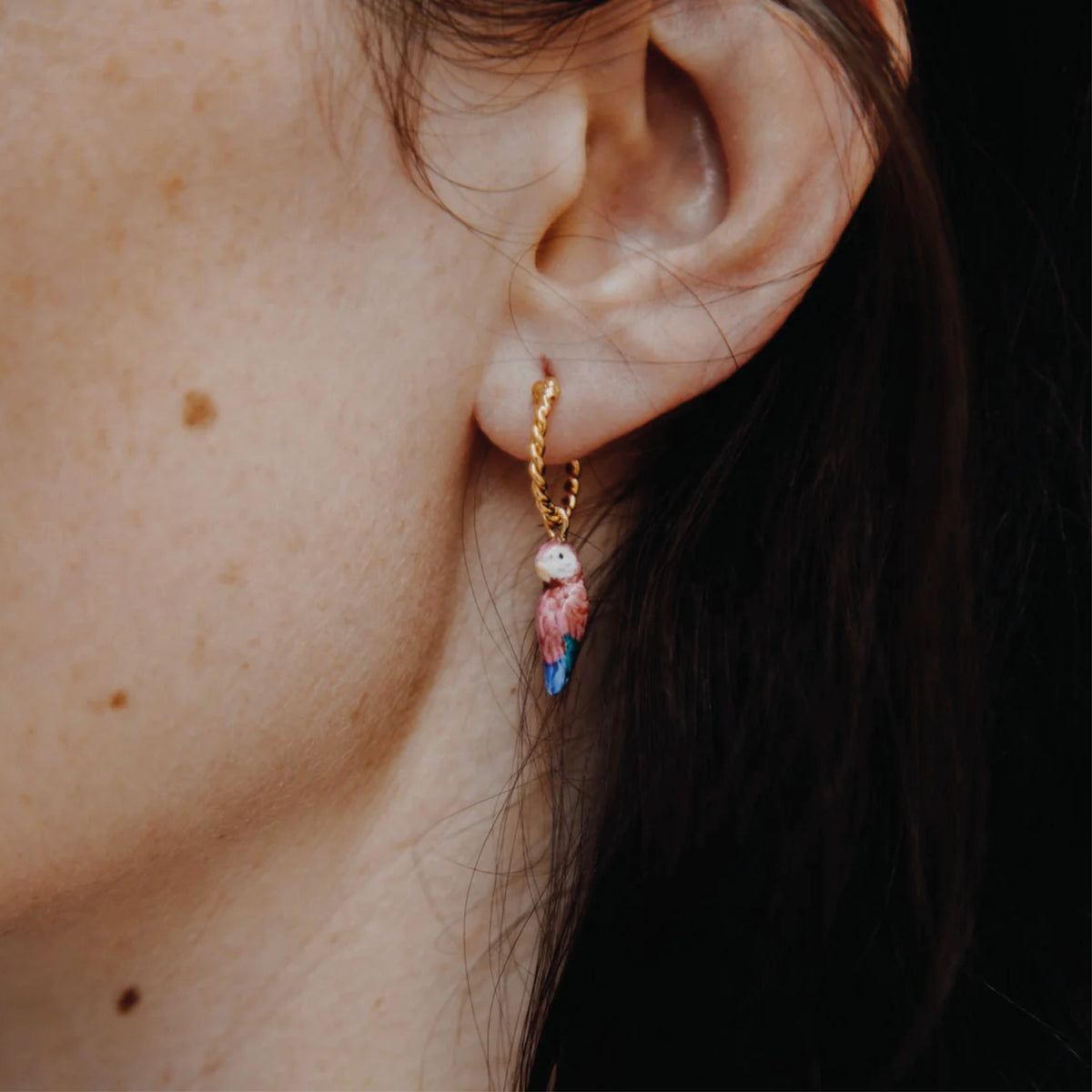 Pink parrot mini hoop - Nach Bijoux