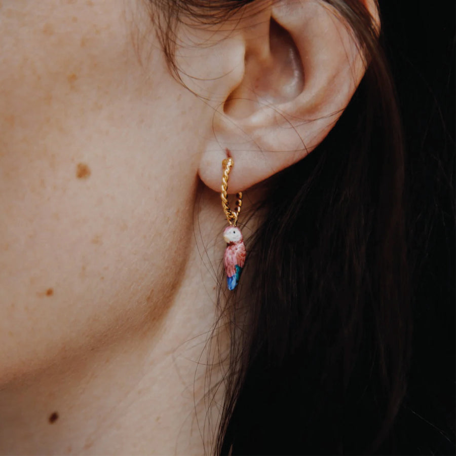 Pink parrot mini hoop - Nach Bijoux