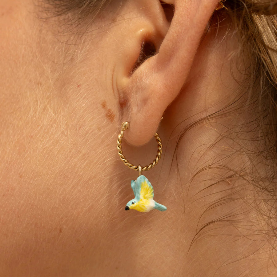 blue warbler mini hoop - Nach Bijoux