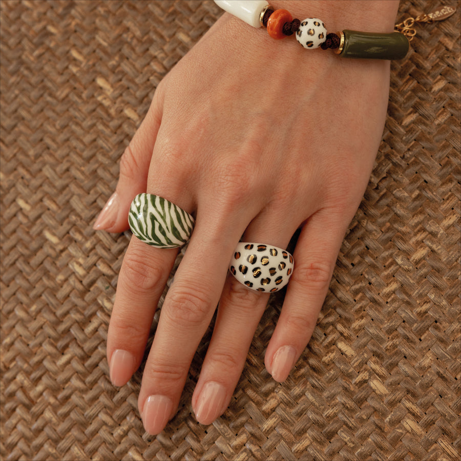 White & Gold Leopard - Nach Bijoux