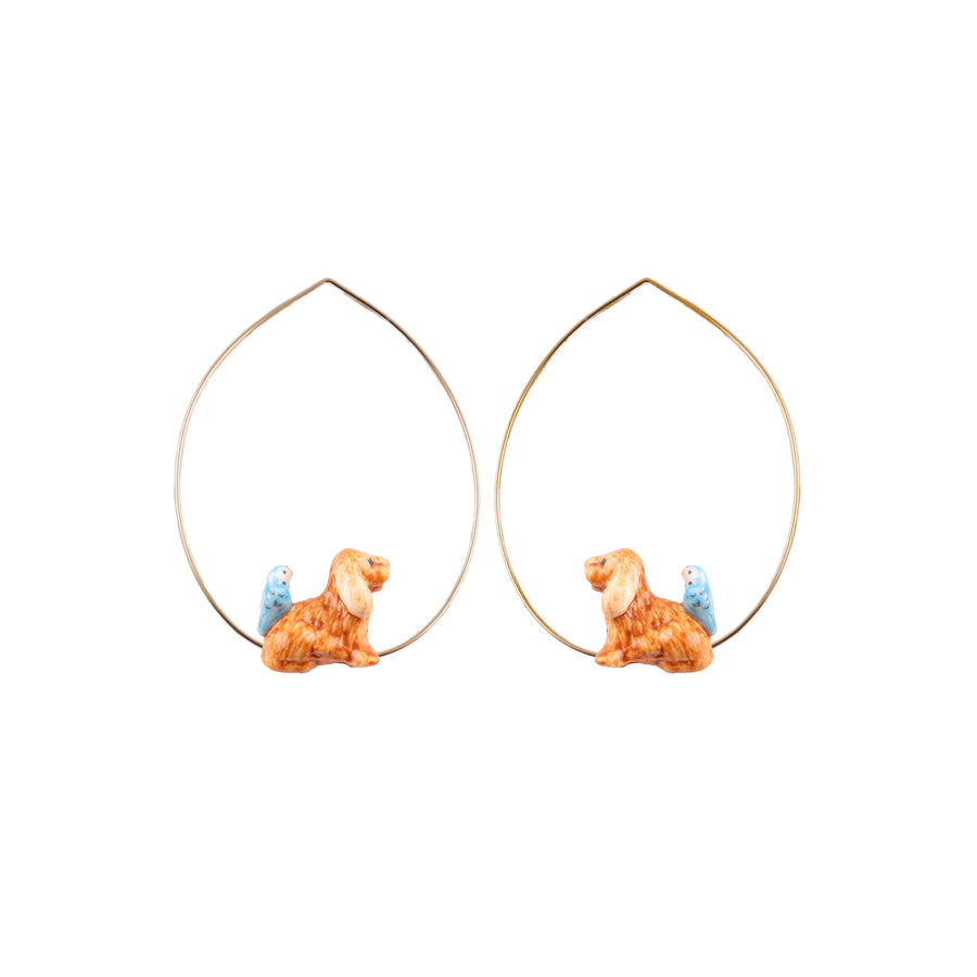 Cocker Spaniel and Bird small hoops - Nach Bijoux