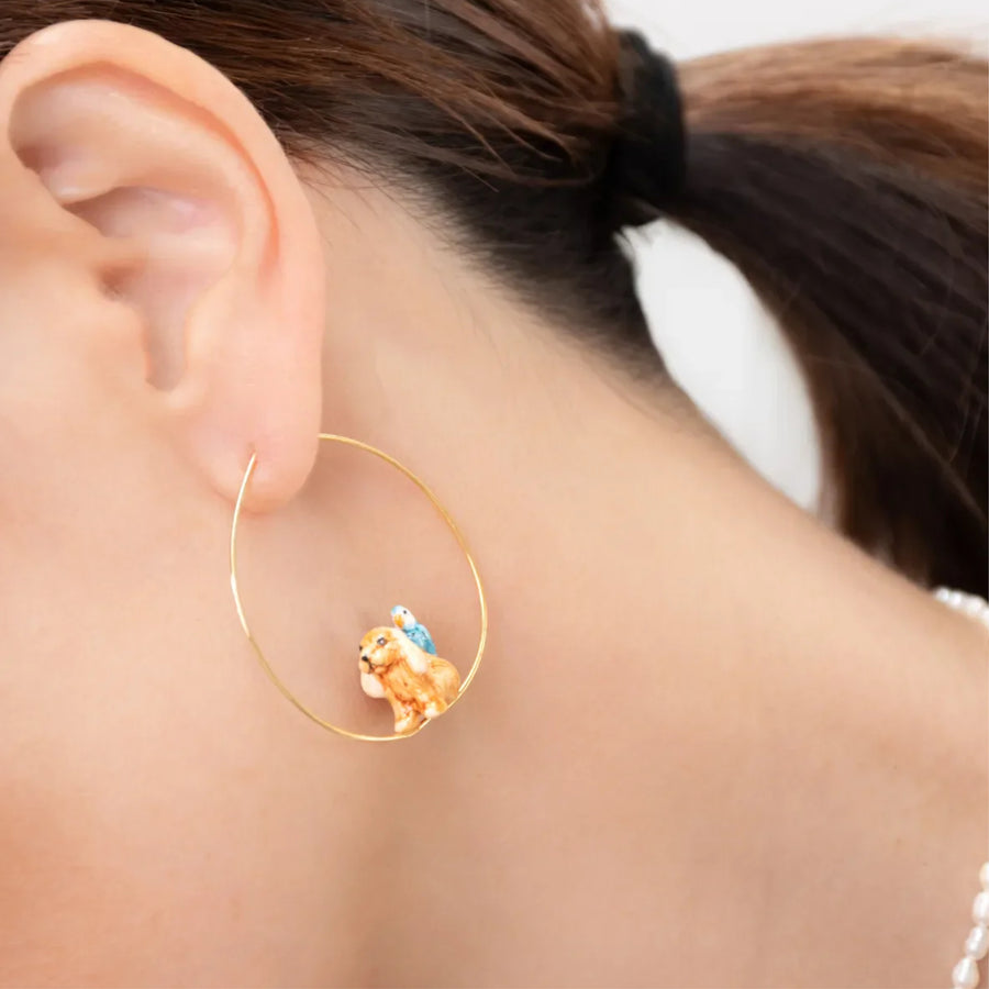 Cocker Spaniel and Bird small hoops - Nach Bijoux