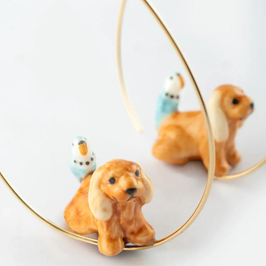 Cocker Spaniel and Bird small hoops - Nach Bijoux