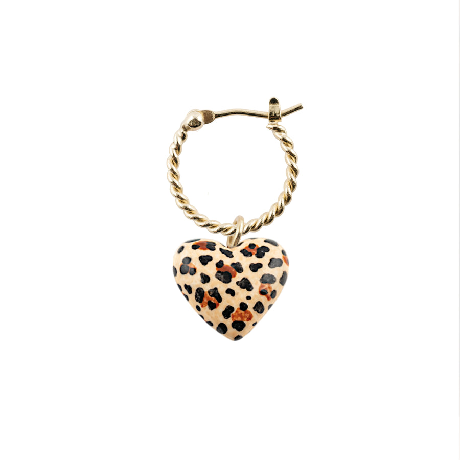 leopard print heart mini hoop - Nach Bijoux