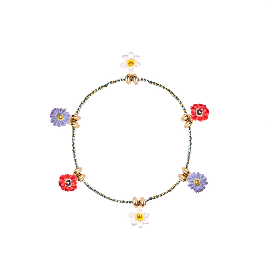 Hematite beads & Anemone flowers - Nach Bijoux