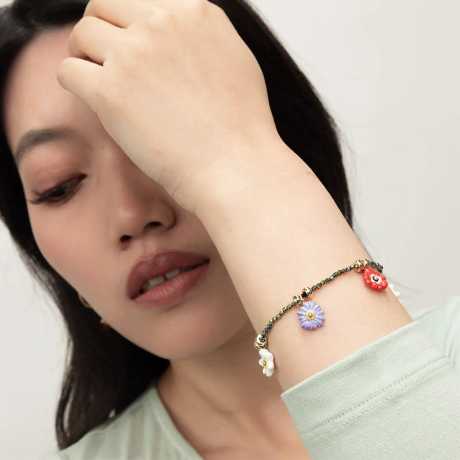 Hematite beads & Anemone flowers - Nach Bijoux