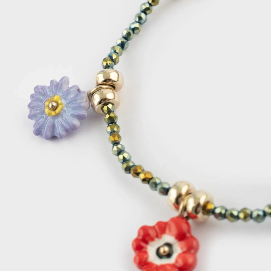 Hematite beads & Anemone flowers - Nach Bijoux