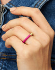 Double Color Ring - Plum/Silk Light Green
