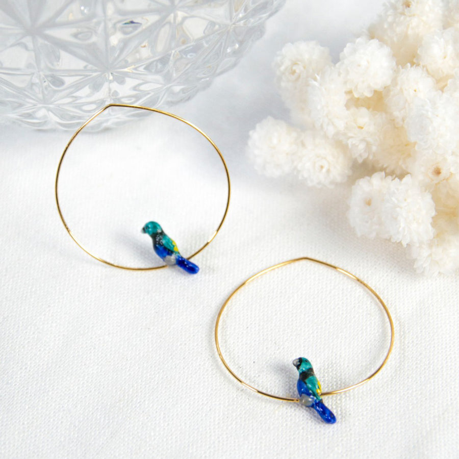 Tangara bird small hoops - Nach Bijoux
