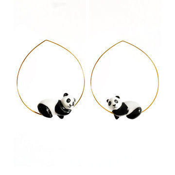Sleeping panda small hoops - Nach Bijoux