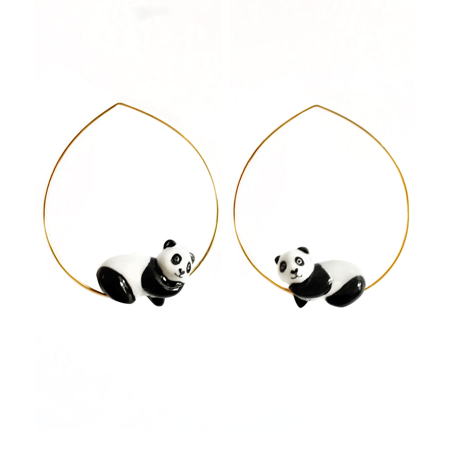 Sleeping panda small hoops - Nach Bijoux