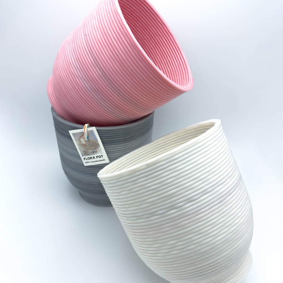 Grár Flora Pot, stór - Plastplan