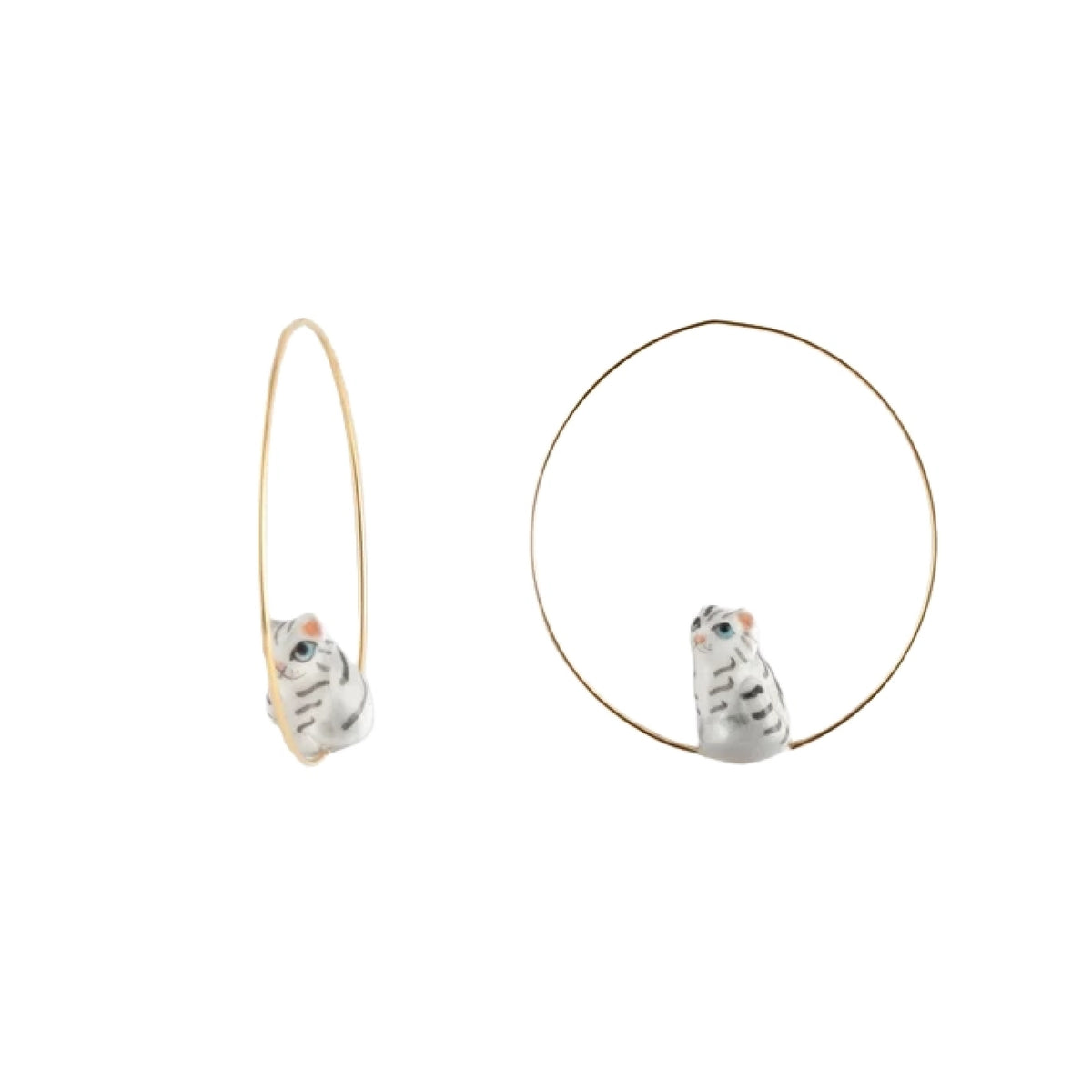 Tabby kitten small hoops - Nach Bijoux
