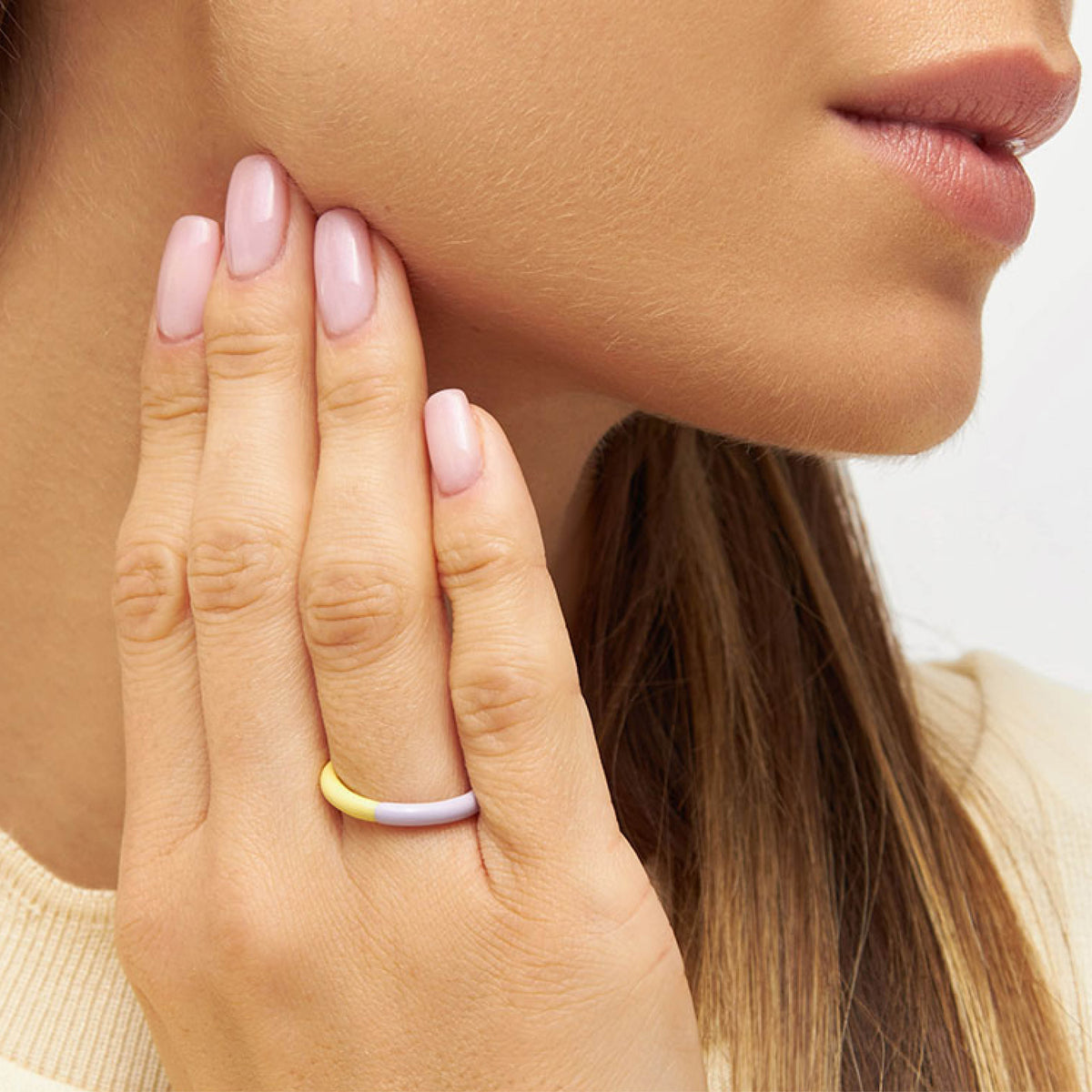 Double Color Ring - Bright Yellow/Lavender
