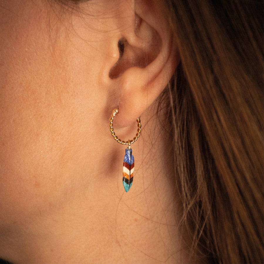 Blue feather mini hoop - Nach Bijoux