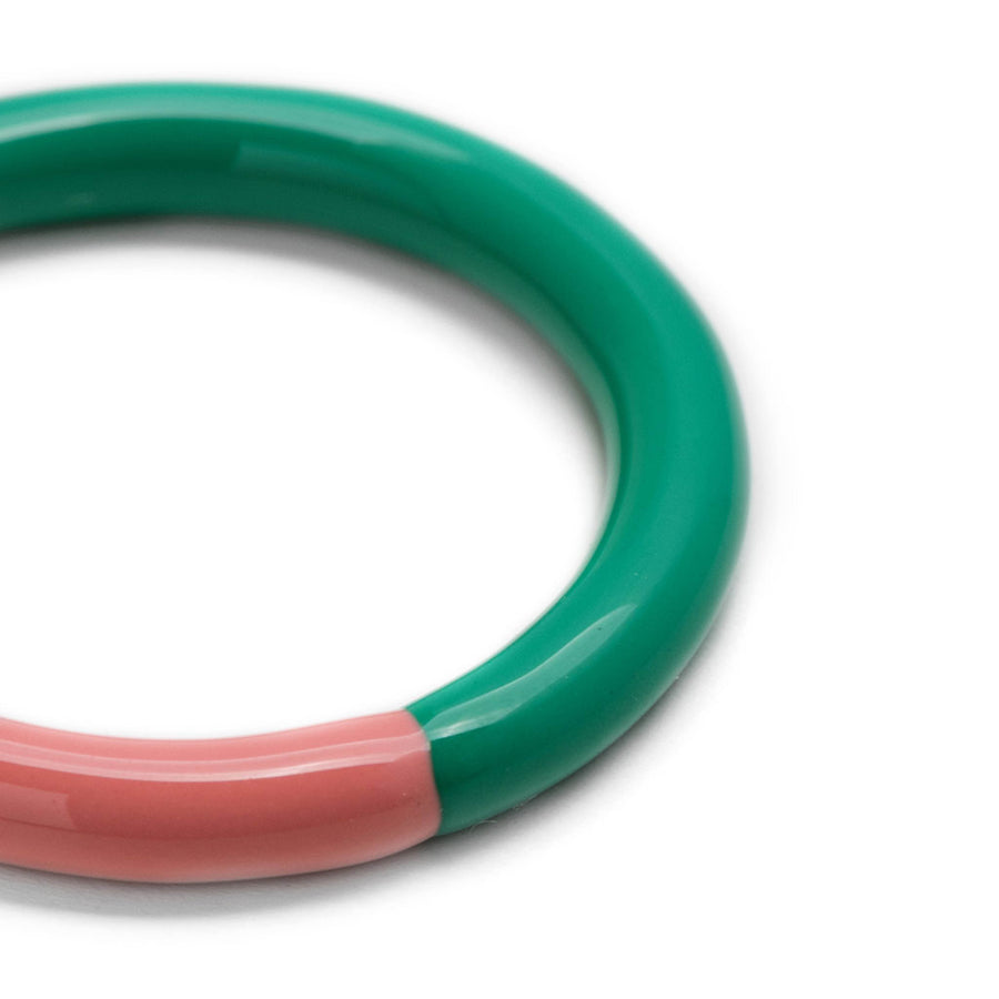 Double Color Ring - Light Green/Burnt Coral