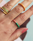 Double Color Ring - Light Green/Burnt Coral