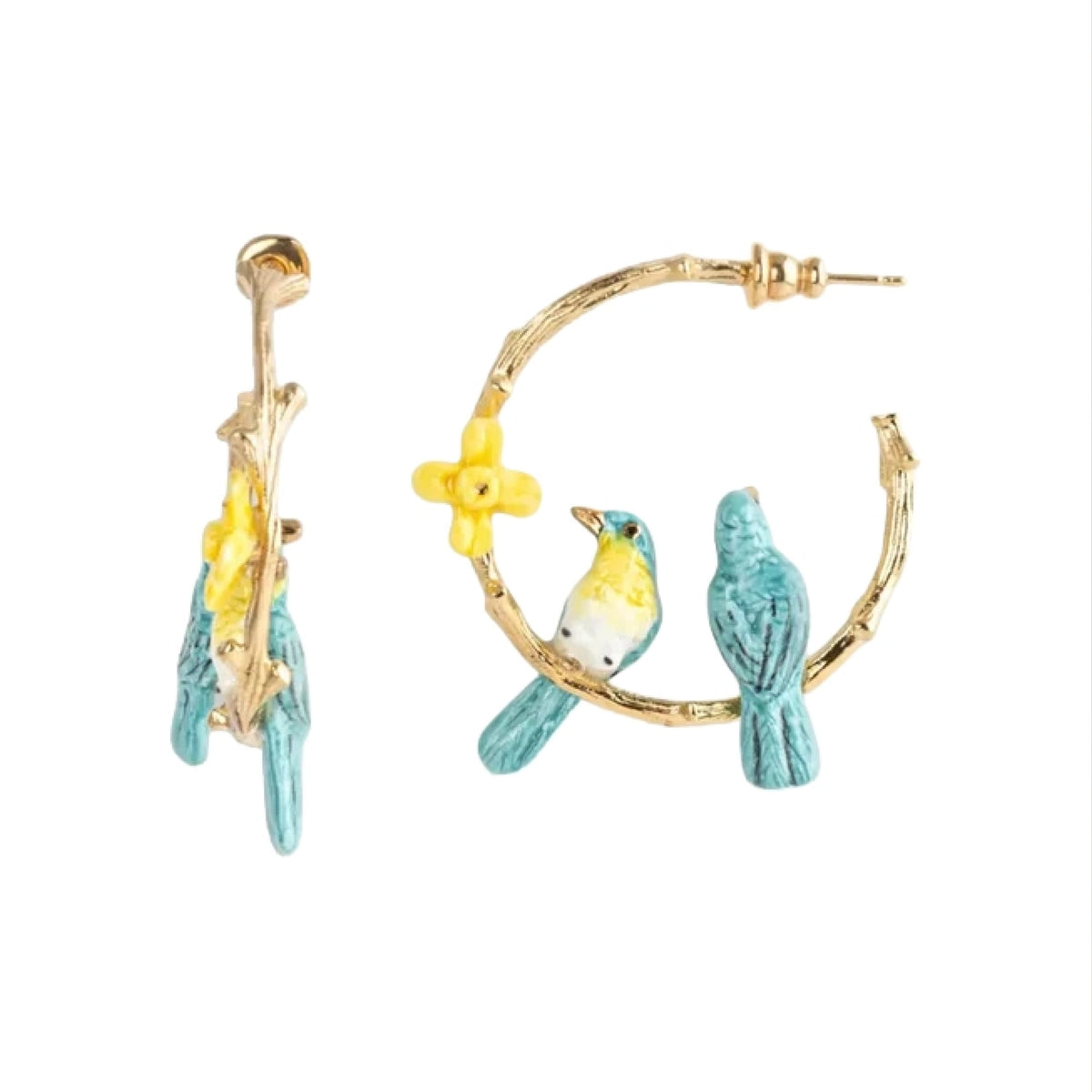 Branch with lovebirds and daffodils - Nach Bijoux
