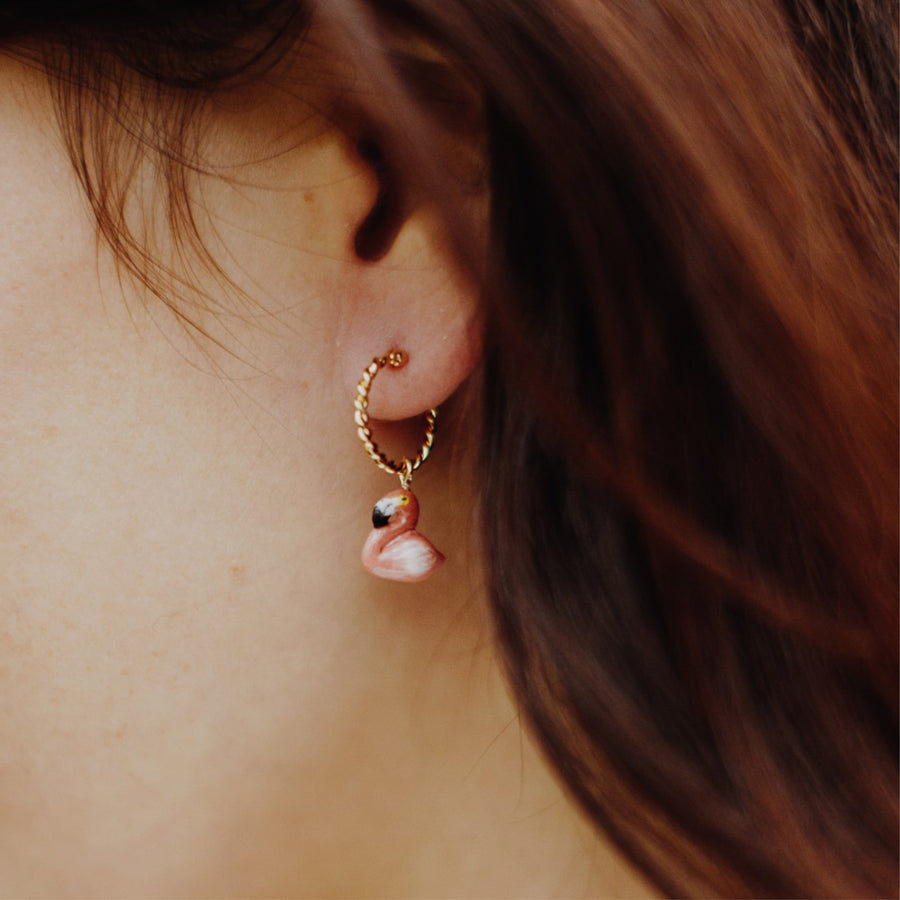 Flamingo mini hoop - Nach Bijoux