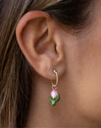 pink tulip mini hoop - Nach Bijoux