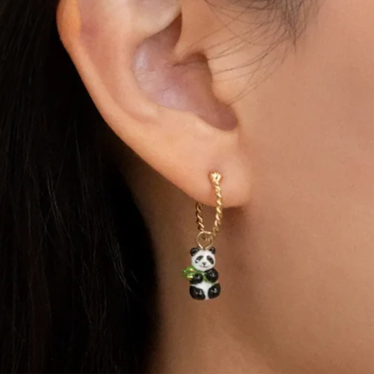 panda mini hoop - Nach Bijoux