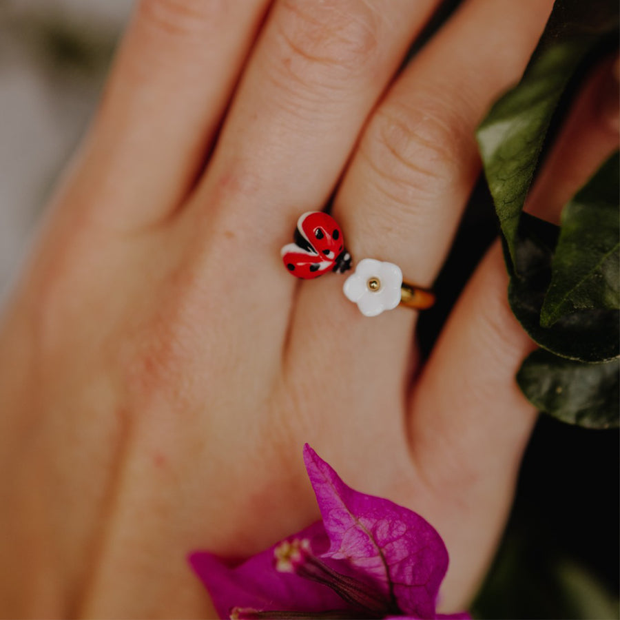 Ladybug & white flower FaceToFace - Nach Bijoux