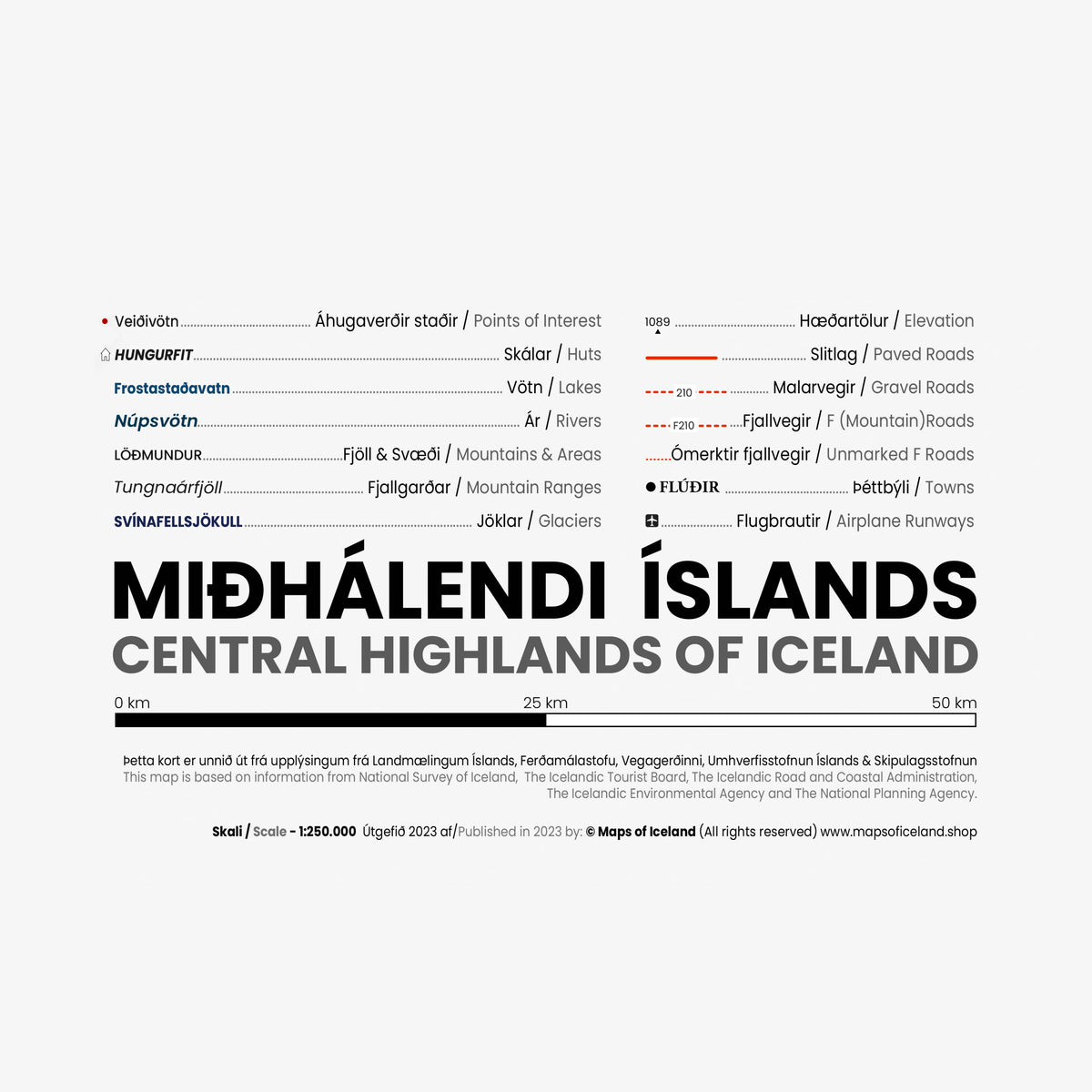 Miðhálendi Íslands - Maps of Iceland