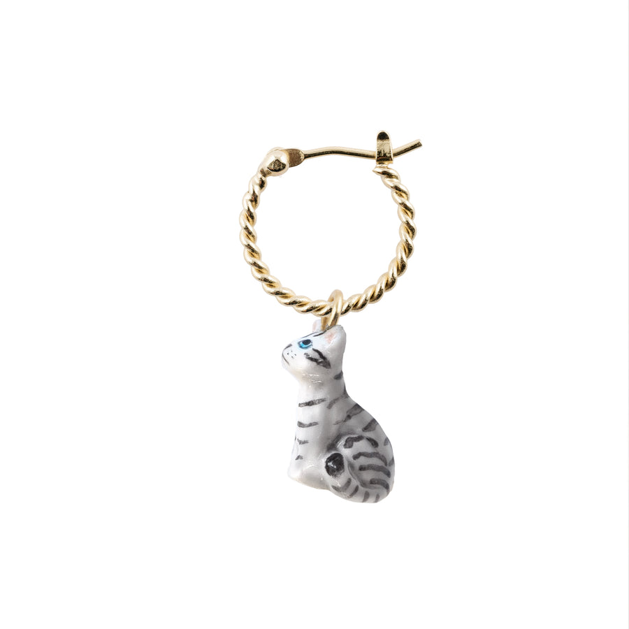 tabby cat mini hoop - Nach Bijoux