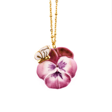Purple pansy & butterfly - Nach Bijoux