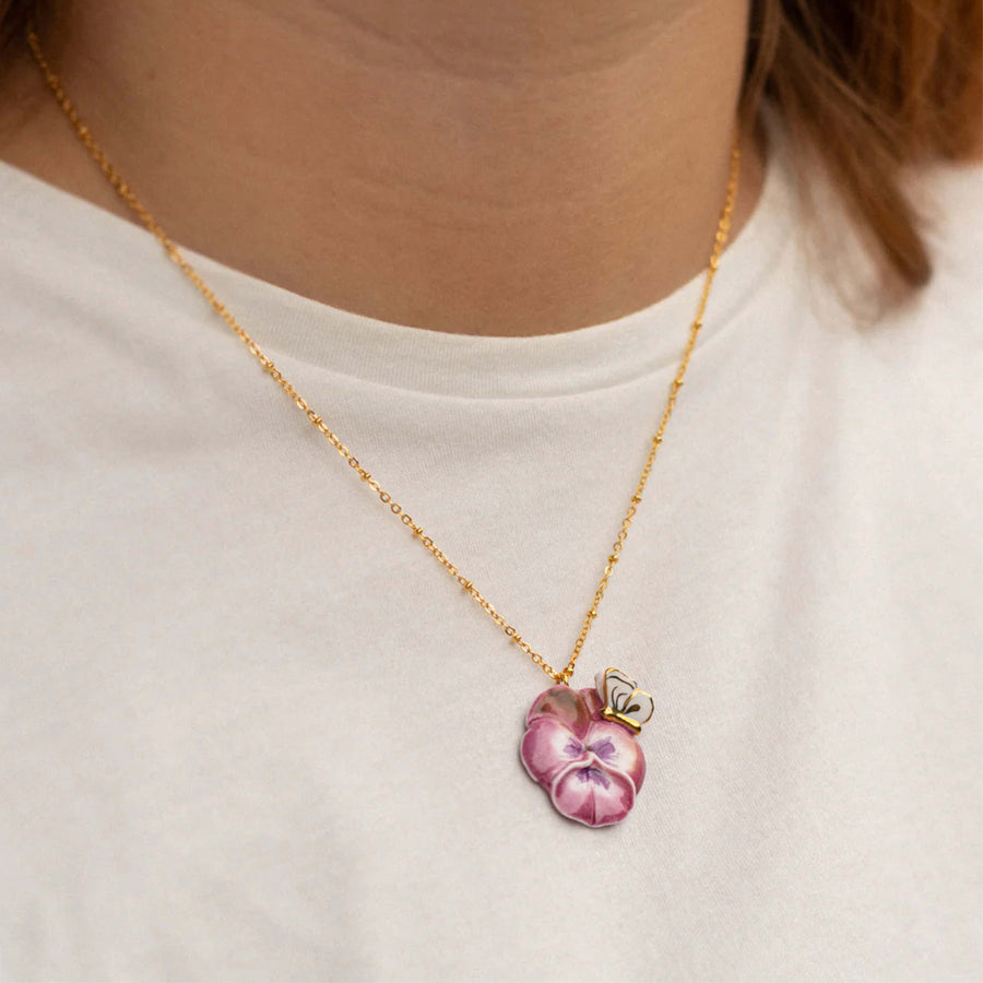 Purple pansy & butterfly - Nach Bijoux
