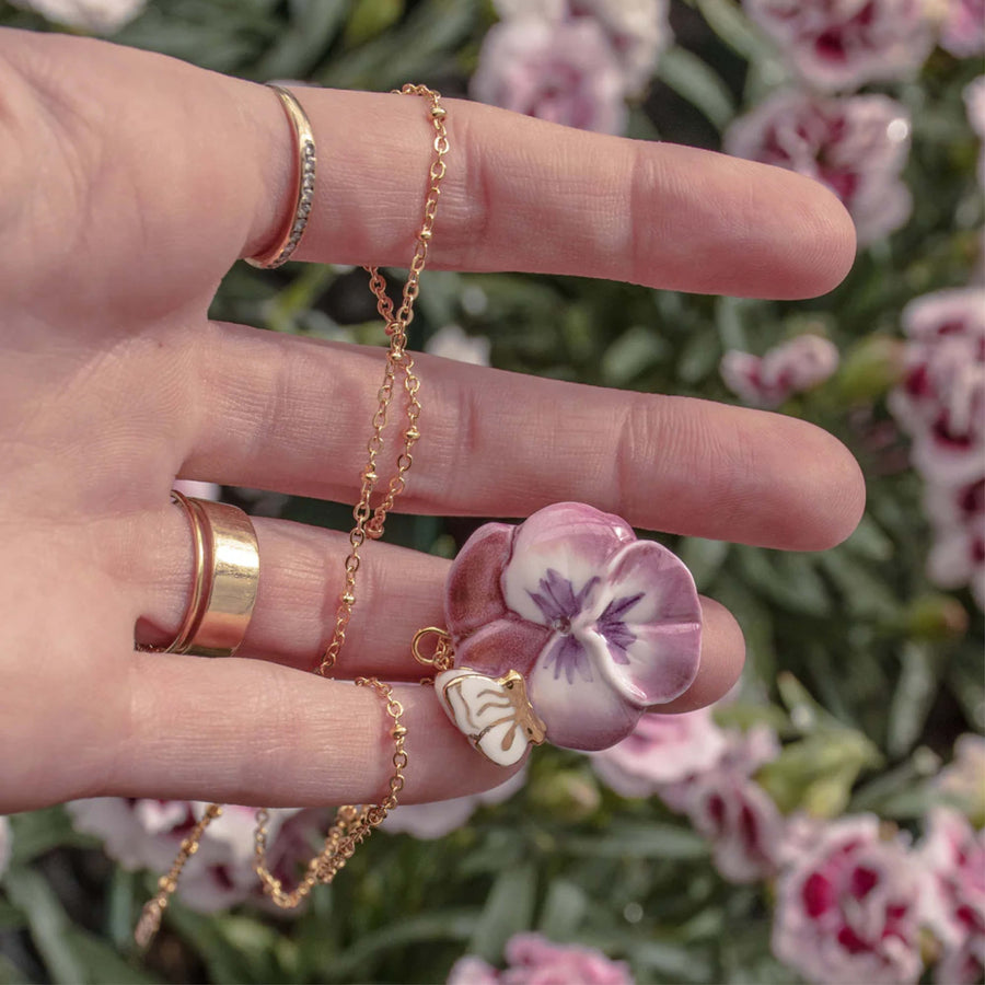 Purple pansy & butterfly - Nach Bijoux