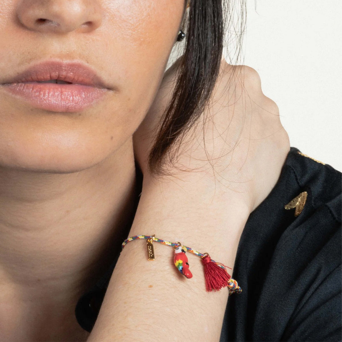 Red parrot with pompom Multicolor - Nach Bijoux