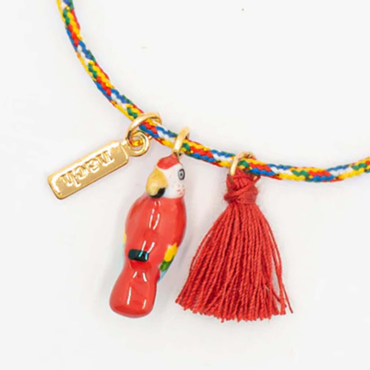 Red parrot with pompom Multicolor - Nach Bijoux