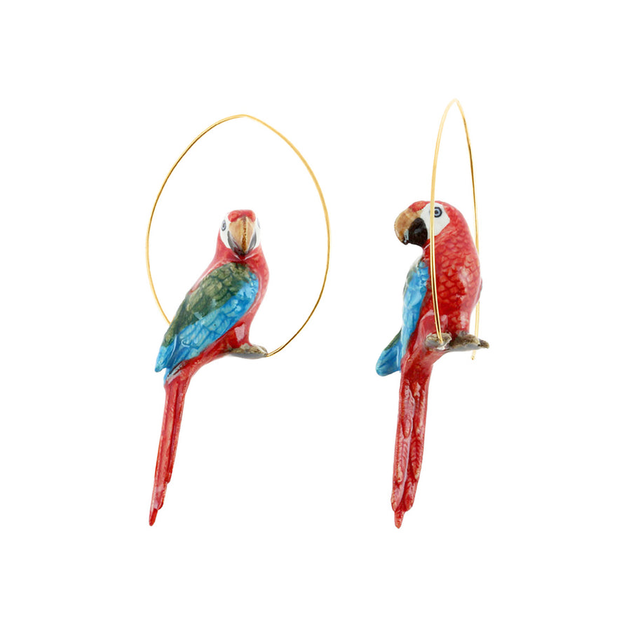 Red parrot hoops- Nach Bijoux