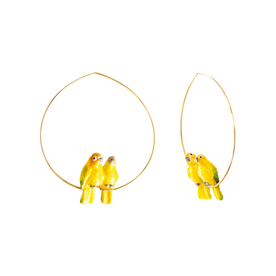Yellow parrots small hoops - Nach Bijoux