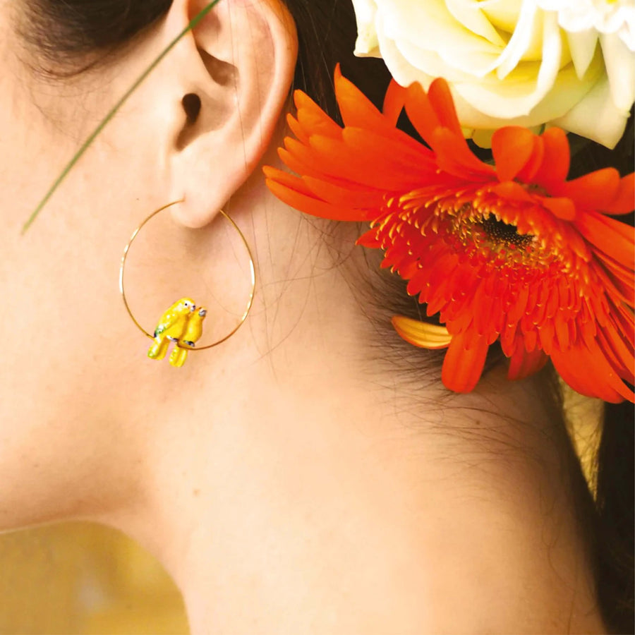Yellow parrots small hoops - Nach Bijoux