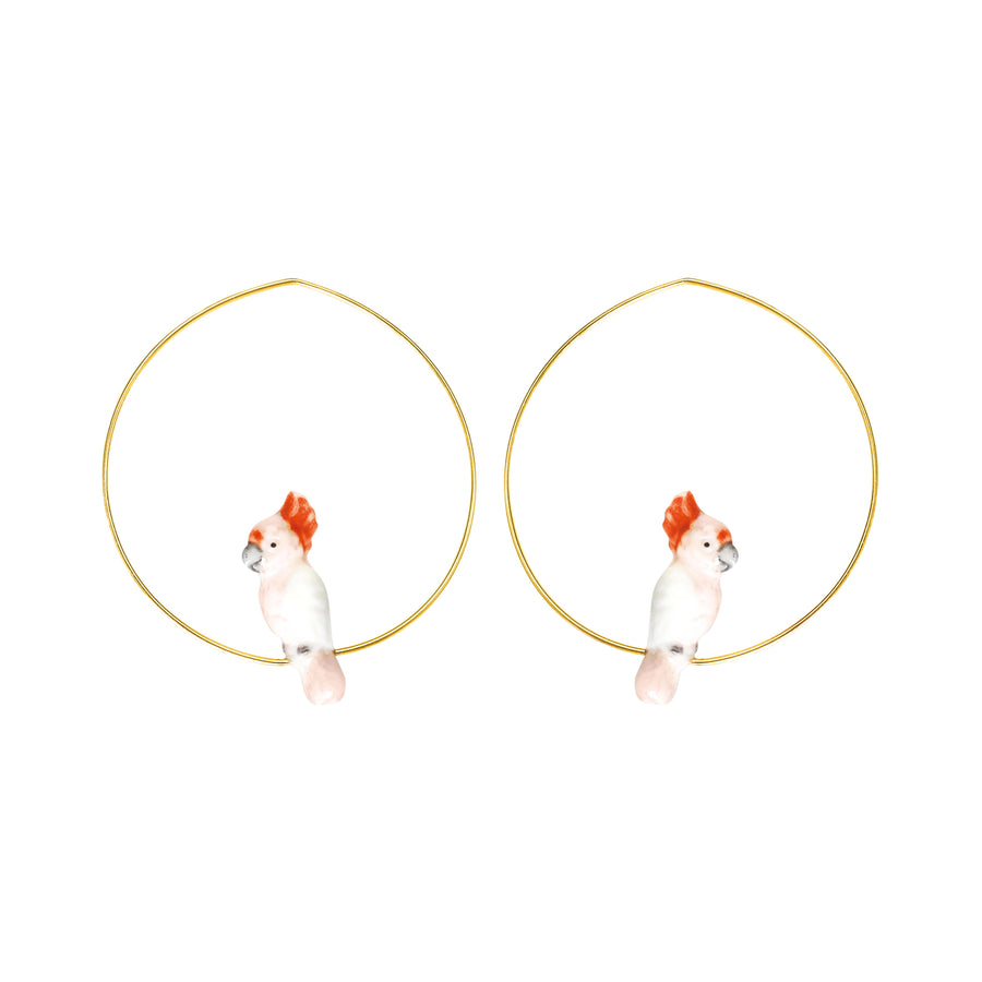 Pink cockatoo small hoops - Nach Bijoux