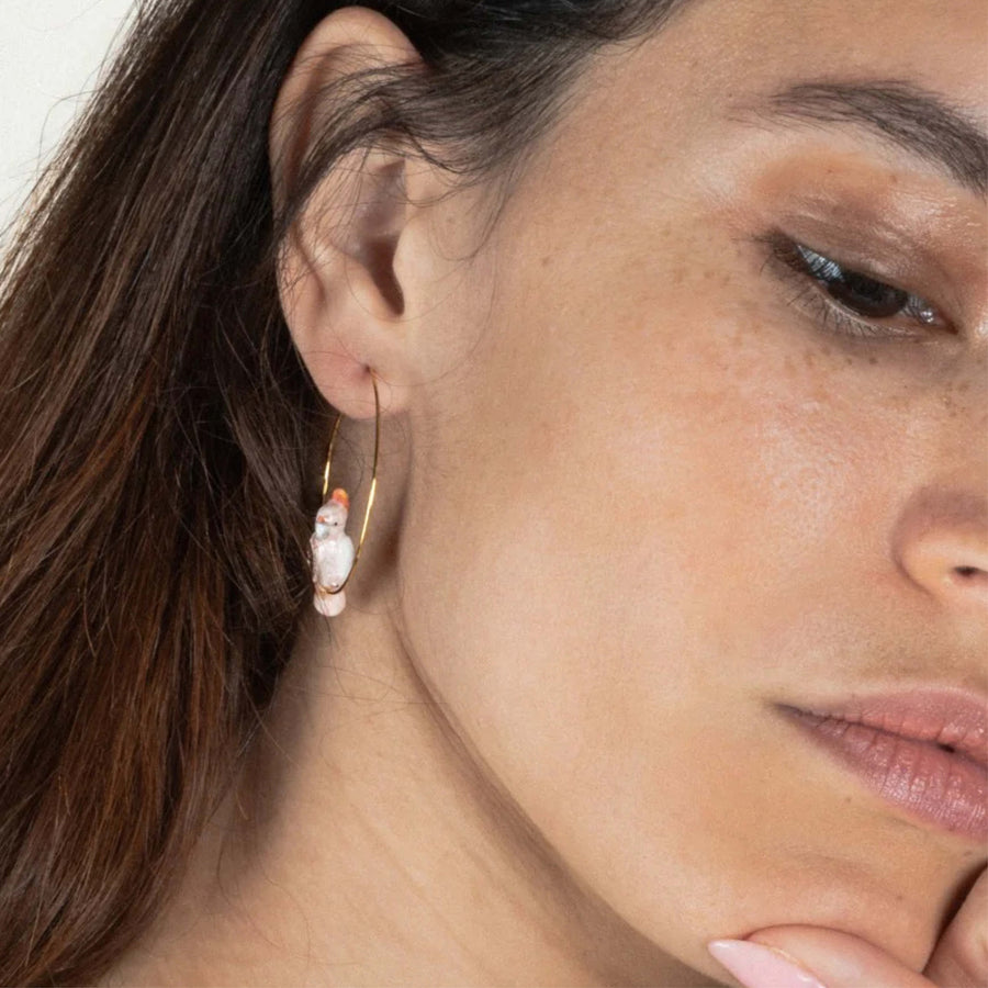 Pink cockatoo small hoops - Nach Bijoux