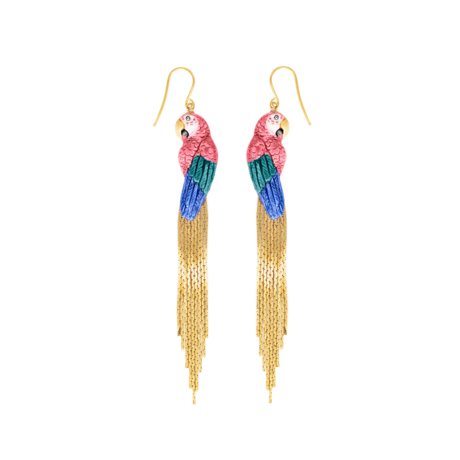 Pink parrot with fringes - Nach Bijoux