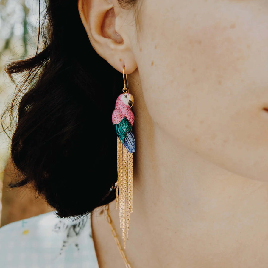 Pink parrot with fringes - Nach Bijoux