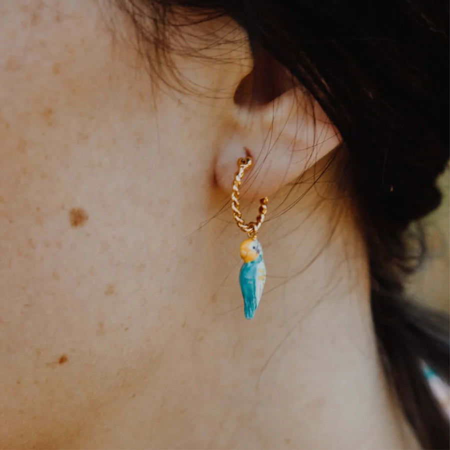 Blue parakeet mini hoop - Nach Bijoux