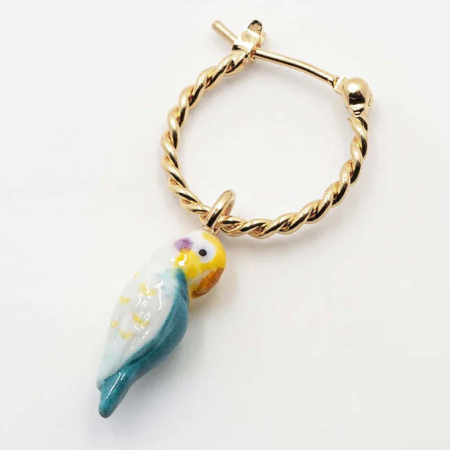 Blue parakeet mini hoop - Nach Bijoux