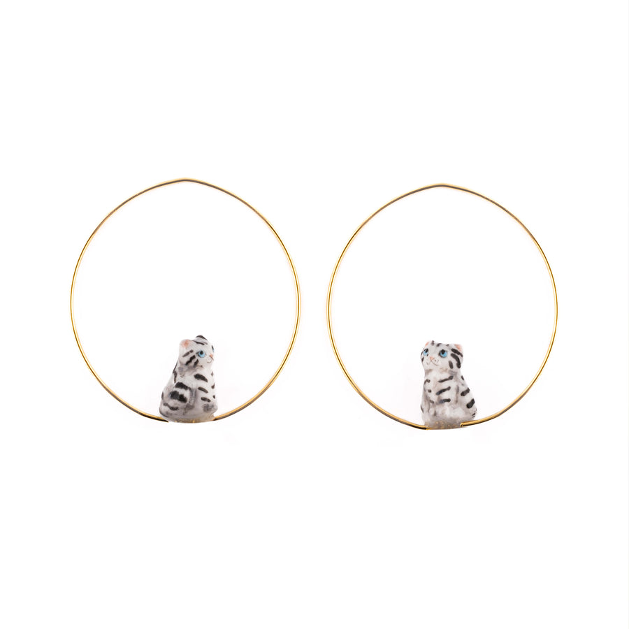 Tabby kitten small hoops - Nach Bijoux