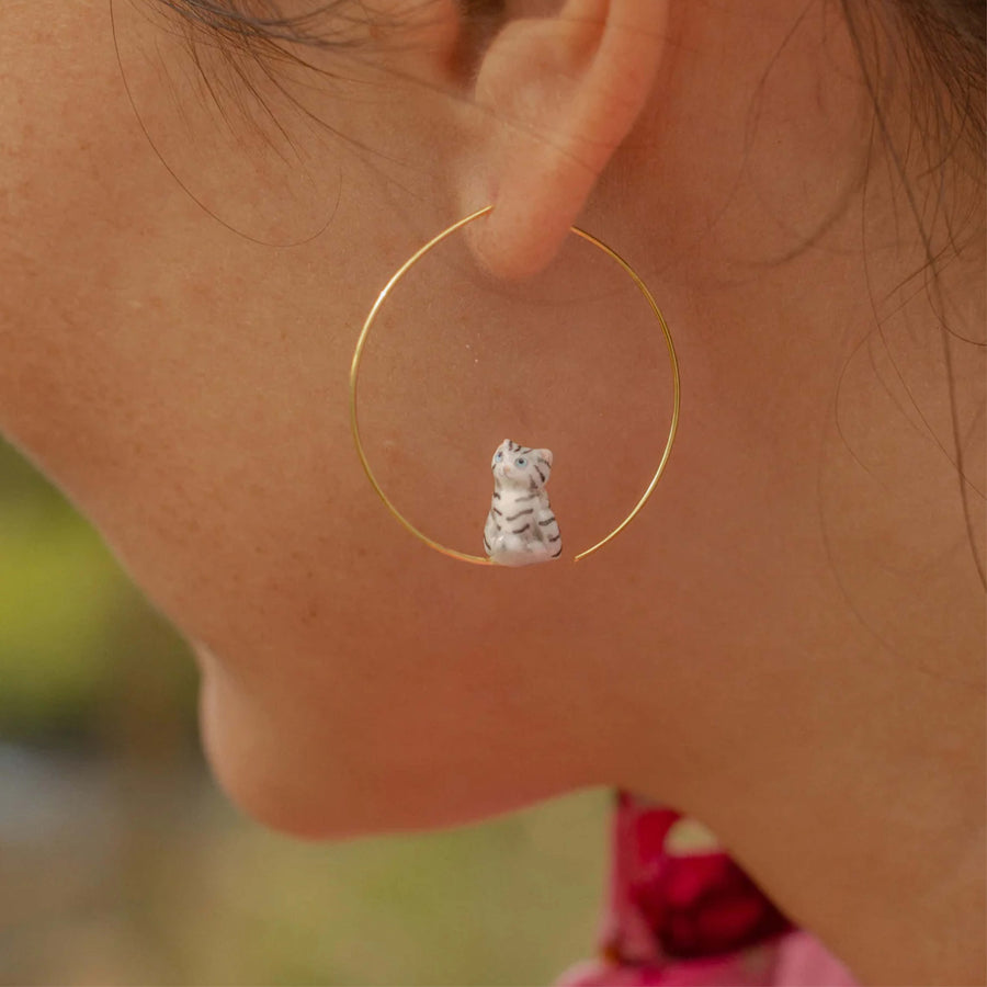 Tabby kitten small hoops - Nach Bijoux