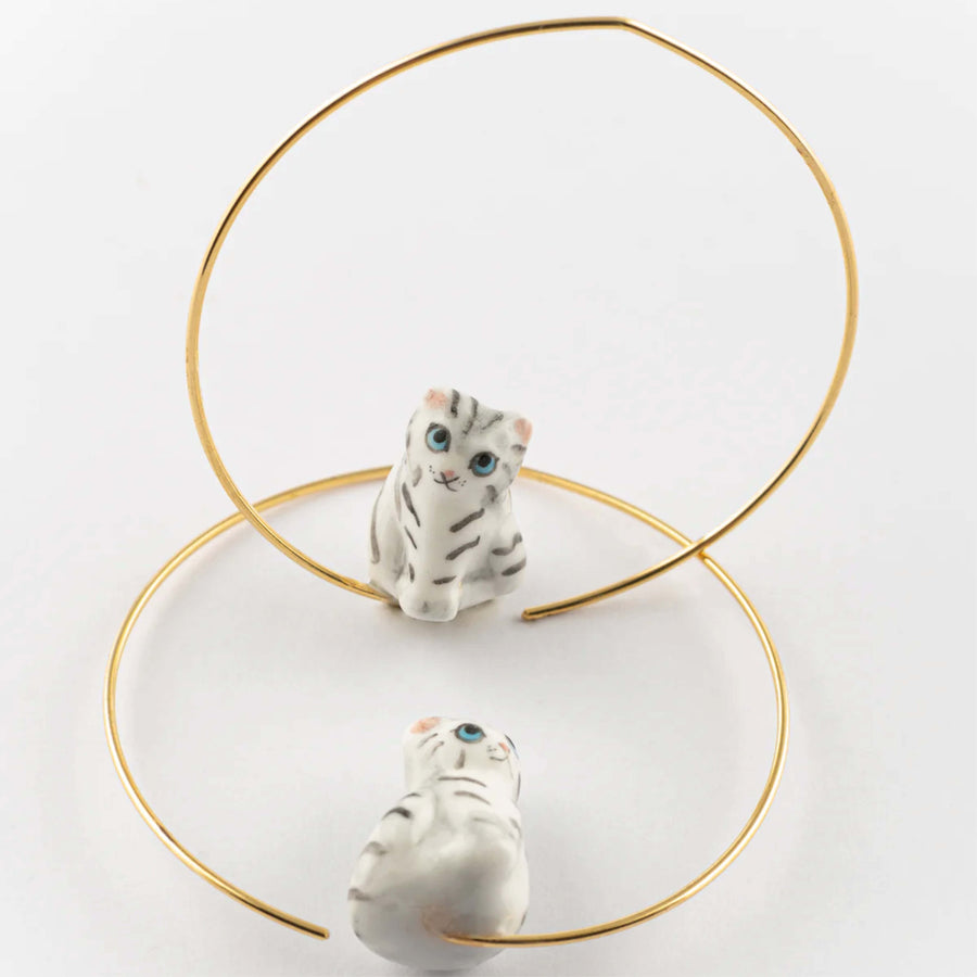 Tabby kitten small hoops - Nach Bijoux